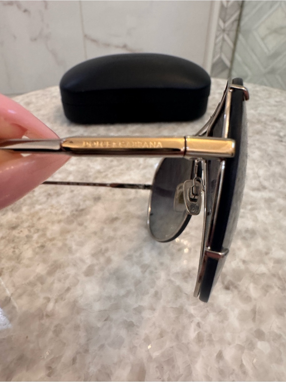 Dolce & Gabbana Women’s Black and Gold Pilot Sunglasses